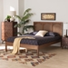Baxton Studio Blossom Classic and Traditional Ash Walnut Finished Wood and Rattan Queen Size Platform Bed - BSOMG0084-Ash Walnut Rattan-Queen