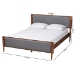 Baxton Studio Powers Mid-Century Modern Grey Fabric and Ash Walnut Finished Wood King Size Platform Bed - BSOMG0089-1-Dark Grey/Ash Walnut-King