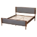 Baxton Studio Powers Mid-Century Modern Grey Fabric and Ash Walnut Finished Wood King Size Platform Bed - BSOMG0089-1-Dark Grey/Ash Walnut-King