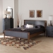 Baxton Studio Powers Mid-Century Modern Grey Fabric and Ash Walnut Finished Wood King Size Platform Bed - BSOMG0089-1-Dark Grey/Ash Walnut-King