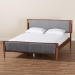 Baxton Studio Powers Mid-Century Modern Grey Fabric and Ash Walnut Finished Wood King Size Platform Bed - BSOMG0089-1-Dark Grey/Ash Walnut-King