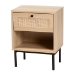 Baxton Studio Sherwin Mid-Century Modern Light Brown and Black 1-Drawer End Table with Woven Rattan Accent