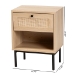 Baxton Studio Sherwin Mid-Century Modern Light Brown and Black 1-Drawer End Table with Woven Rattan Accent - BSOSR221172-Rattan-ET