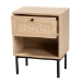 Baxton Studio Sherwin Mid-Century Modern Light Brown and Black 1-Drawer End Table with Woven Rattan Accent - BSOSR221172-Rattan-ET