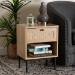 Baxton Studio Sherwin Mid-Century Modern Light Brown and Black 1-Drawer End Table with Woven Rattan Accent - BSOSR221172-Rattan-ET