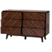 Baxton Studio Markell Mid-Century Modern Transitional Walnut Brown Finished Wood 6-Drawer Dresser - BSOLV44COD44231WI-CLB-6DW-Dresser