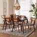 Baxton Studio Dannell Mid-Century Modern Grey Fabric and Walnut Brown Finished Wood 7-Piece Dining Set - BSOCS003C-Walnut/Light Grey-7PC Dining Set