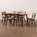 Baxton Studio Dannell Mid-Century Modern Grey Fabric and Walnut Brown Finished Wood 7-Piece Dining Set - BSOCS003C-Walnut/Light Grey-7PC Dining Set