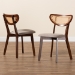 Baxton Studio Dannell Mid-Century Modern Grey Fabric and Walnut Brown Finished Wood 2-Piece Dining Chair Set - BSOCS003C-Walnut/Light Grey-DC-2PK