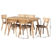 Baxton Studio Dannell Mid-Century Modern Grey Fabric and Natural Oak Finished Wood 7-Piece Dining Set - BSOCS003C-Natural Oak/Light Grey-7PC Dining Set