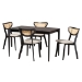 Baxton Studio Dannell Mid-Century Modern Cream Fabric and Black Finished Wood 5-Piece Dining Set