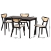 Baxton Studio Dannell Mid-Century Modern Cream Fabric and Black Finished Wood 5-Piece Dining Set - BSOCS003C-Black/Cream-5PC Dining Set