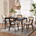 Baxton Studio Dannell Mid-Century Modern Cream Fabric and Black Finished Wood 5-Piece Dining Set - BSOCS003C-Black/Cream-5PC Dining Set