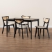 Baxton Studio Dannell Mid-Century Modern Cream Fabric and Black Finished Wood 5-Piece Dining Set - BSOCS003C-Black/Cream-5PC Dining Set