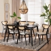 Baxton Studio Dannell Mid-Century Modern Cream Fabric and Black Finished Wood 7-Piece Dining Set - BSOCS003C-Black/Cream-7PC Dining Set
