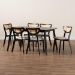 Baxton Studio Dannell Mid-Century Modern Cream Fabric and Black Finished Wood 7-Piece Dining Set - BSOCS003C-Black/Cream-7PC Dining Set