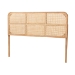 bali & pari Lainer Modern Bohemian Natural Brown Finished Bayur Wood and Rattan Queen Size Headboard