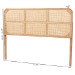 bali & pari Lainer Modern Bohemian Natural Brown Finished Bayur Wood and Bamboo Queen Size Headboard - BSOLMZ12-Light Natural/Natural Rattan-Headboard Queen