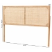 bali & pari Aurelia Modern Bohemian Natural Brown Finished Bayur Wood and Rattan Queen Size Headboard - BSOCPT10-Light Natural/Natural Rattan-Headboard Queen