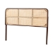 bali & pari Lainer Modern Bohemian Dark Brown Finished Bayur Wood and Natural Rattan Queen Size Headboard