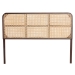 bali & pari Lainer Modern Bohemian Dark Brown Finished Bayur Wood and Natural Bamboo Queen Size Headboard - BSOLMZ12-Dark Natural/Natural Rattan-Headboard Queen