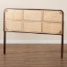 bali & pari Lainer Modern Bohemian Dark Brown Finished Bayur Wood and Natural Bamboo Queen Size Headboard - BSOLMZ12-Dark Natural/Natural Rattan-Headboard Queen