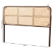 bali & pari Lainer Modern Bohemian Dark Brown Finished Bayur Wood and Natural Bamboo Queen Size Headboard - BSOLMZ12-Dark Natural/Natural Rattan-Headboard Queen