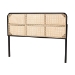 bali & pari Lainer Modern Bohemian Black Finished Bayur Wood and Natural Rattan Queen Size Headboard