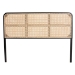 bali & pari Lainer Modern Bohemian Black Finished Bayur Wood and Natural Bamboo Queen Size Headboard - BSOLMZ12-Black/Natural Rattan-Headboard Queen