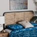 bali & pari Lainer Modern Bohemian Black Finished Bayur Wood and Natural Bamboo Queen Size Headboard - BSOLMZ12-Black/Natural Rattan-Headboard Queen