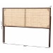 bali & pari Aurelia Modern Bohemian Dark Brown Finished Bayur Wood and Natural Rattan Queen Size Headboard - BSOCPT10-Dark Natural/Natural Rattan-Headboard Queen