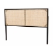 bali & pari Aurelia Modern Bohemian Black Finished Bayur Wood and Natural Rattan Queen Size Headboard
