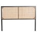 bali & pari Aurelia Modern Bohemian Black Finished Bayur Wood and Natural Rattan Queen Size Headboard - BSOCPT10-Black/Natural Rattan-Headboard Queen
