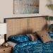 bali & pari Aurelia Modern Bohemian Black Finished Bayur Wood and Natural Rattan Queen Size Headboard - BSOCPT10-Black/Natural Rattan-Headboard Queen