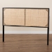 bali & pari Aurelia Modern Bohemian Black Finished Bayur Wood and Natural Rattan Queen Size Headboard - BSOCPT10-Black/Natural Rattan-Headboard Queen