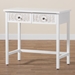 Baxton Studio Yelena Classic and Traditional White Finished Wood 2-Drawer Console Table - BSOJY23A005-Wooden-Console Table
