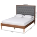 Baxton Studio Odeya Classic and Traditional Grey Fabric and Walnut Brown Finished Wood Queen Size Platform Bed - BSOMG9765/0012-Queen