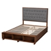 Baxton Studio Jalie Classic Transitional Grey Fabric and Walnut Brown Finished Wood Queen Size Platform Storage Bed - BSOMG9765/6001-1S-Queen