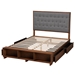 Baxton Studio Jalie Classic Transitional Grey Fabric and Walnut Brown Finished Wood Queen Size Platform Storage Bed - BSOMG9765/6001-1S-Queen