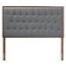 Baxton Studio Harumi Classic and Traditional Grey Fabric and Walnut Brown Finished Wood King size Headboard - BSOMG9765-Dark Grey/Walnut-HB-King