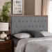 Baxton Studio Harumi Classic and Traditional Grey Fabric and Walnut Brown Finished Wood King size Headboard - BSOMG9765-Dark Grey/Walnut-HB-King