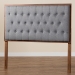 Baxton Studio Harumi Classic and Traditional Grey Fabric and Walnut Brown Finished Wood King size Headboard - BSOMG9765-Dark Grey/Walnut-HB-King