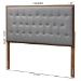 Baxton Studio Harumi Classic and Traditional Grey Fabric and Walnut Brown Finished Wood King size Headboard - BSOMG9765-Dark Grey/Walnut-HB-King