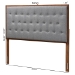 Baxton Studio Harumi Classic and Traditional Grey Fabric and Walnut Brown Finished Wood King size Headboard - BSOMG9765-Dark Grey/Walnut-HB-King