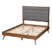 Baxton Studio Dericia Classic and Traditional Grey Fabric and Walnut Brown Finished Wood King Size Platform Bed - BSOMG9765/9704-King