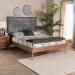 Baxton Studio Dericia Classic and Traditional Grey Fabric and Walnut Brown Finished Wood King Size Platform Bed - BSOMG9765/9704-King