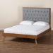 Baxton Studio Dericia Classic and Traditional Grey Fabric and Walnut Brown Finished Wood King Size Platform Bed - BSOMG9765/9704-King