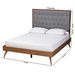 Baxton Studio Dericia Classic and Traditional Grey Fabric and Walnut Brown Finished Wood Queen Size Platform Bed - BSOMG9765/9704-Queen