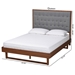 Baxton Studio Bryn Classic and Traditional Grey Fabric and Walnut Brown Finished Wood Queen Size Platform Bed - BSOMG9765/97043-Queen