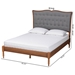 Baxton Studio Ballari Classic and Traditional Grey Fabric and Walnut Brown Finished Wood Queen Size Platform Bed - BSOMG9766/0012-Queen